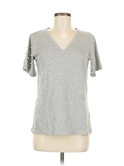 Pre-owned Entro Short Sleeve Top Gray V Neck Tops