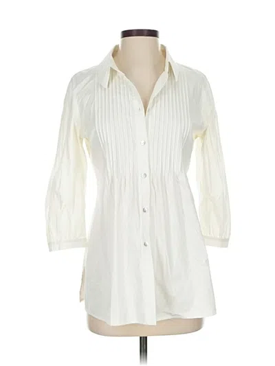 Pre-owned St John 3/4 Sleeve Button Down Shirt In White