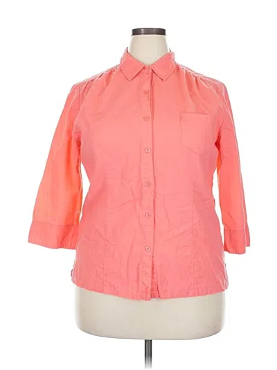 Pre-owned Jaclyn Smith 3/4 Sleeve Button Down Shirt In Orange