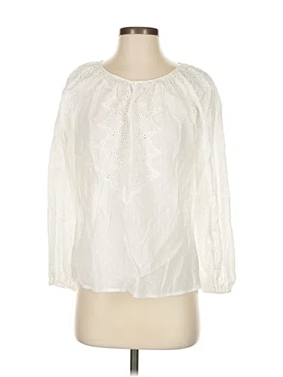 Pre-owned Velvet By Graham & Spencer Long Sleeve Blouse In White