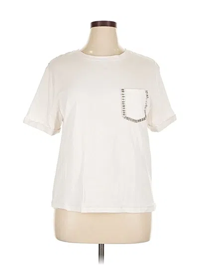 Pre-owned On 34th Short Sleeve Top Ivory Crew Neck Tops In White