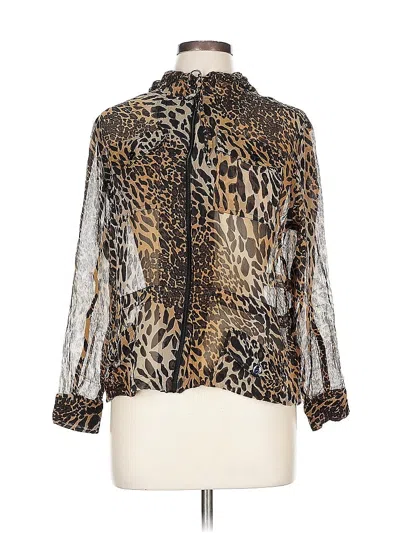 Pre-owned Chico's Silk Cardigan Sweater In Gold