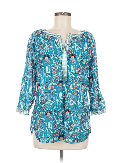 Pre-owned Talbots 3/4 Sleeve Blouse In Blue
