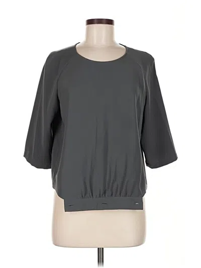 Pre-owned Armani Collezioni 3/4 Sleeve Top Gray Boatneck Tops