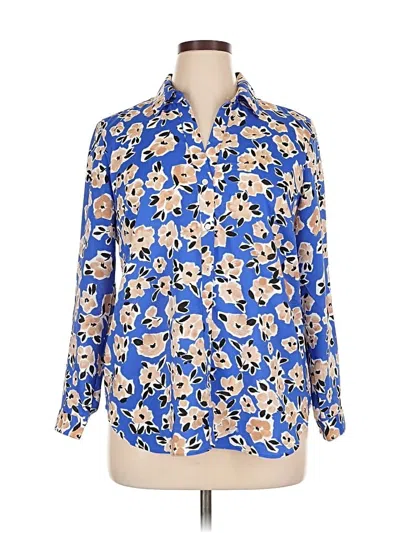 Pre-owned Ann Taylor Long Sleeve Blouse In Blue