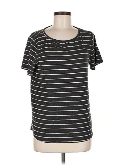 Pre-owned Pink Clover Short Sleeve Top Black Stripes Pattern Scoop Neck Tops