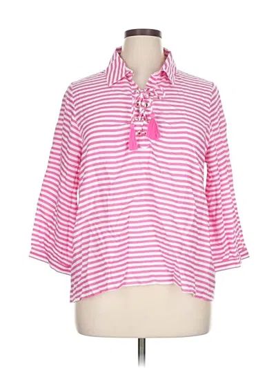 Pre-owned Stella Parker 3/4 Sleeve Button Down Shirt In Pink