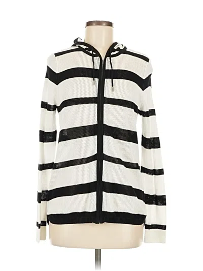 Pre-owned Zenergy By Chico's Zip Up Hoodie In White