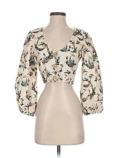 Pre-owned Agua Bendita 3/4 Sleeve Blouse In Brown