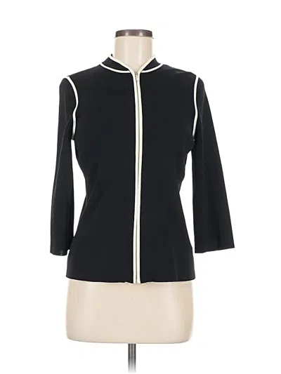 Pre-owned Liz Claiborne 3/4 Sleeve Top Black Collared Neckline Tops