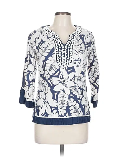 Pre-owned Jm Collection 3/4 Sleeve Blouse In Blue