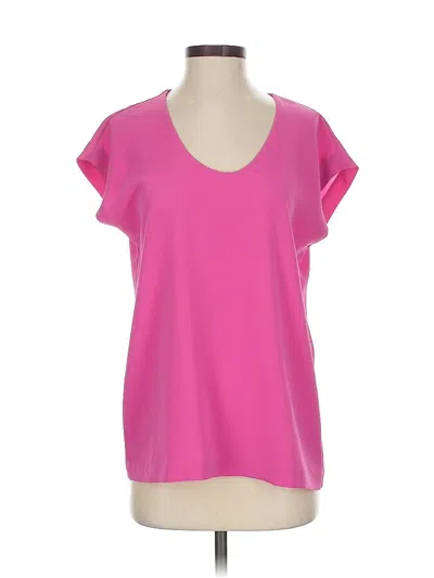 Pre-owned Diane Von Furstenberg Short Sleeve Top Pink Scoop Neck Tops