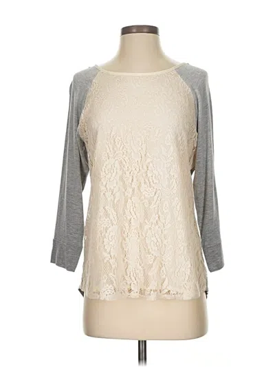 Pre-owned Market & Spruce 3/4 Sleeve Top Gray Sweetheart Neckline Tops