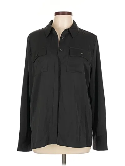Pre-owned Scoop Long Sleeve Blouse In Black