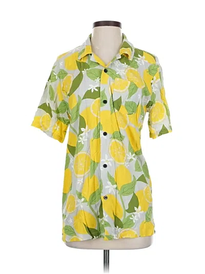 Pre-owned Mad Engine Short Sleeve Blouse In Yellow