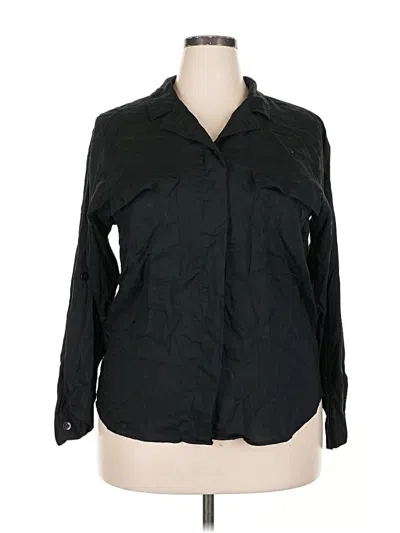 Pre-owned Karen Scott Long Sleeve Button Down Shirt In Black