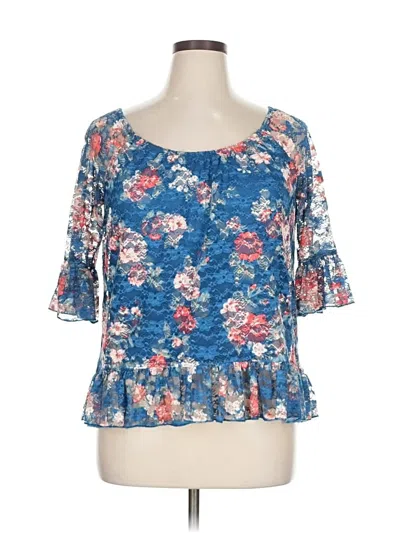 Pre-owned Almost Famous 3/4 Sleeve Blouse In Blue