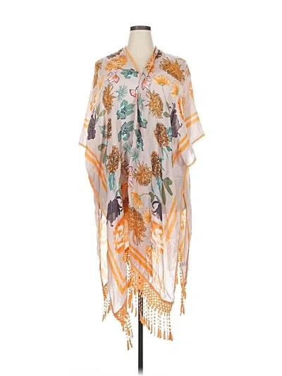 Pre-owned Woven Heart Kimono In Orange