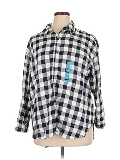 Pre-owned Gloria Vanderbilt 3/4 Sleeve Button Down Shirt In Blue