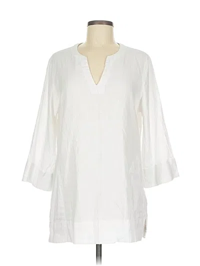 Pre-owned Lands' End 3/4 Sleeve Blouse In White