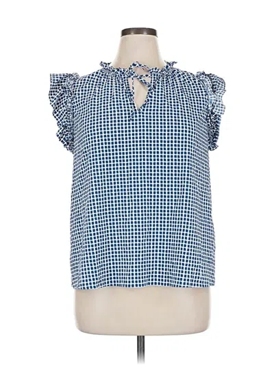 Pre-owned Vineyard Vines Performance Short Sleeve Blouse In Blue