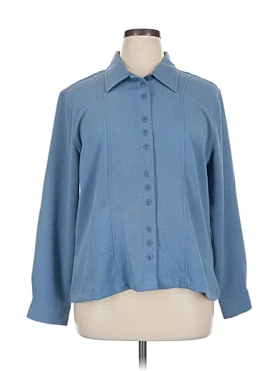 Pre-owned Cj Banks Long Sleeve Blouse In Blue