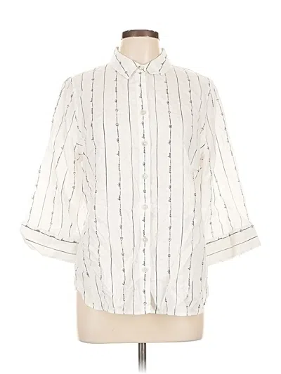 Pre-owned Chico's 3/4 Sleeve Button Down Shirt In White