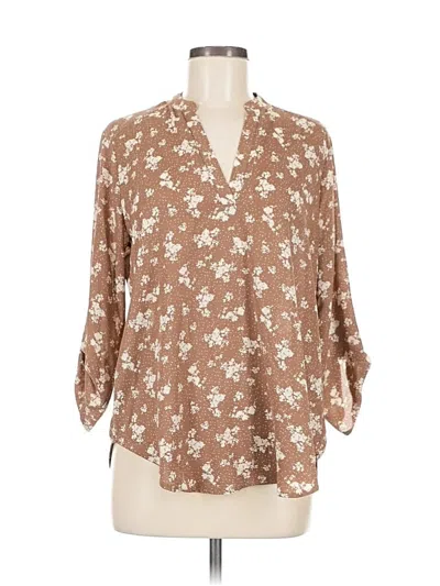 Pre-owned Lush 3/4 Sleeve Blouse In Brown