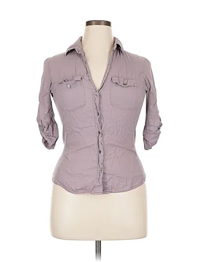 Pre-owned James Perse 3/4 Sleeve Button Down Shirt In Gray