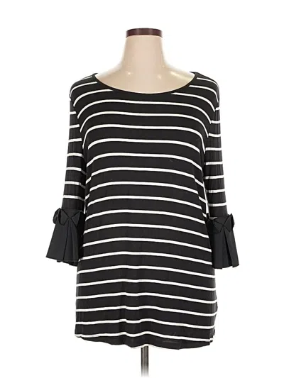 Pre-owned Lane Bryant 3/4 Sleeve Top Black Boatneck Tops