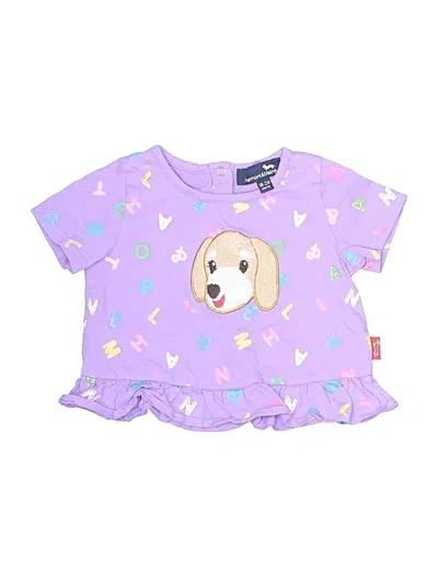 Pre-owned Harmont & Blaine Kids' Short Sleeve Top Purple Keyhole Neckline Tops