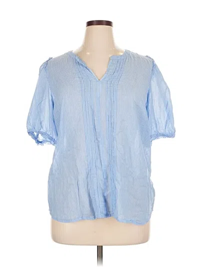 Pre-owned Talbots Short Sleeve Blouse In Blue