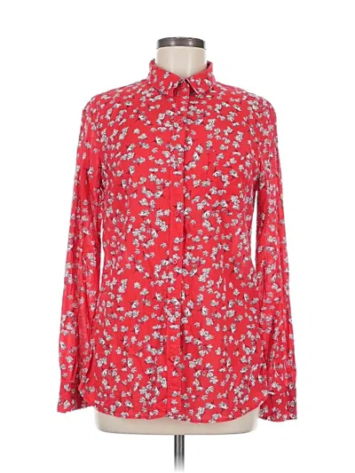 Pre-owned Banana Republic Factory Store Long Sleeve Blouse In Red