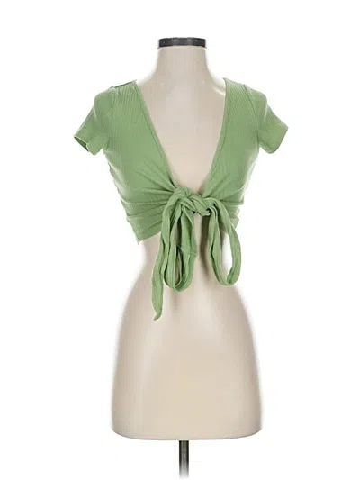 Pre-owned Pac Cares Short Sleeve Top Green Sweetheart Neckline Tops