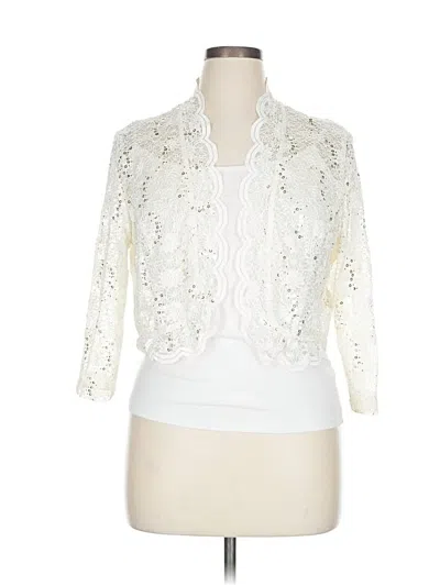 Pre-owned R & M Richards Cardigan Sweater In White