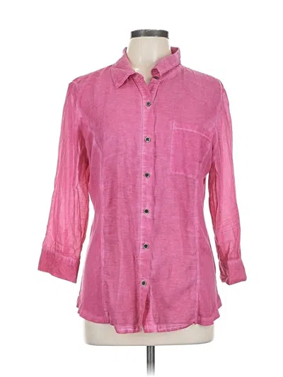 Pre-owned Style & Co 3/4 Sleeve Button Down Shirt In Pink