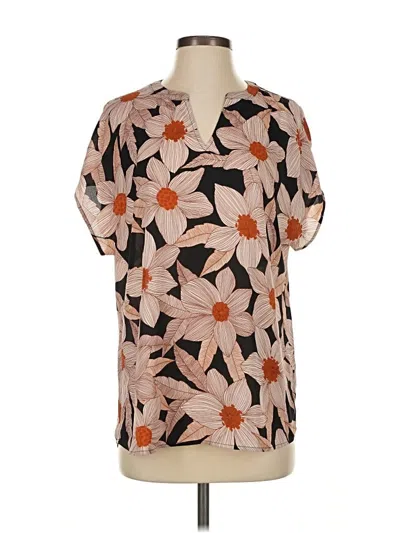 Pre-owned Cabi Short Sleeve Blouse In Brown