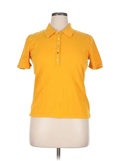 Pre-owned Michael Michael Kors Short Sleeve Top Yellow Collared Neckline Tops