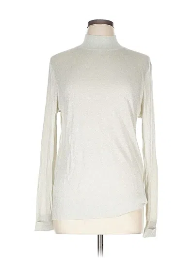 Pre-owned Ann Taylor Loft Long Sleeve Top Ivory Turtleneck Tops In White