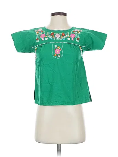 Pre-owned Unik Short Sleeve Blouse In Green