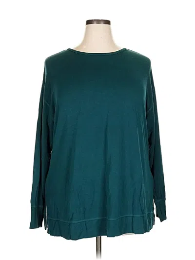 Pre-owned Livi Long Sleeve Top Teal Boatneck Tops In Blue