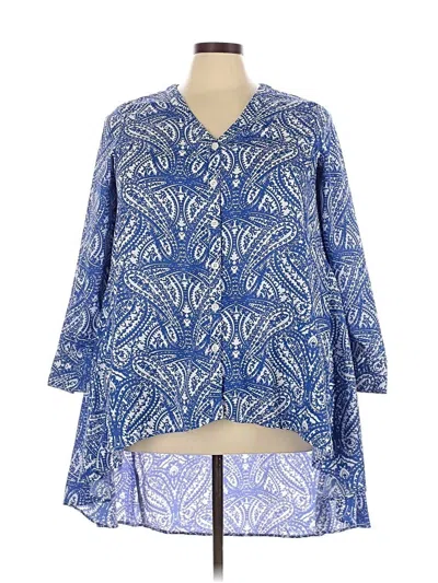 Pre-owned Jessica London 3/4 Sleeve Blouse In Blue