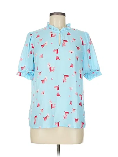 Pre-owned Banana Republic Factory Store Short Sleeve Blouse In Blue