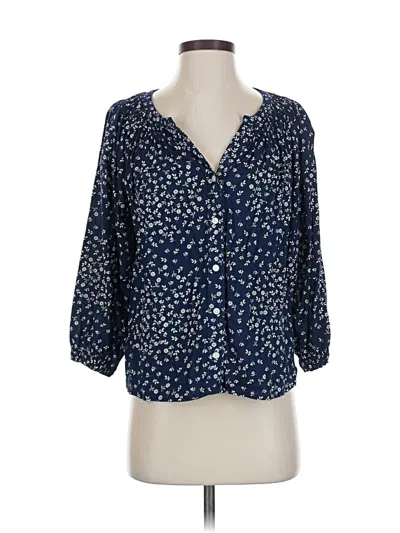 Pre-owned Gap 3/4 Sleeve Blouse In Blue