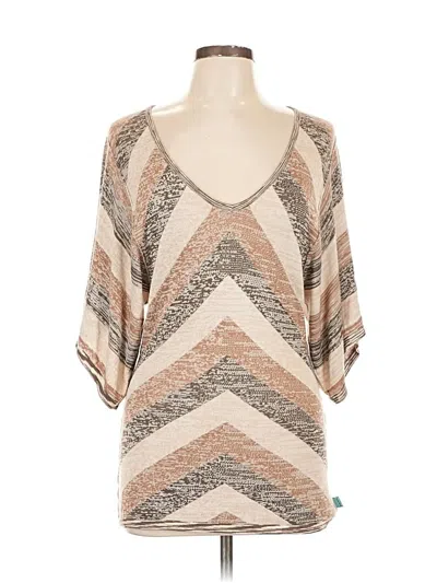 Pre-owned Stacia 3/4 Sleeve T-shirt In Brown