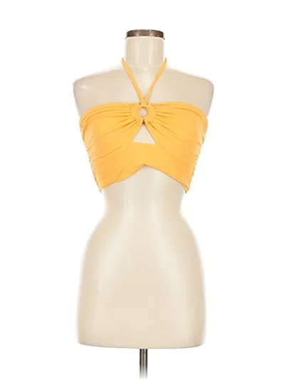 Pre-owned Blanco By Nature Tank Top Yellow Halter Neckline Tops
