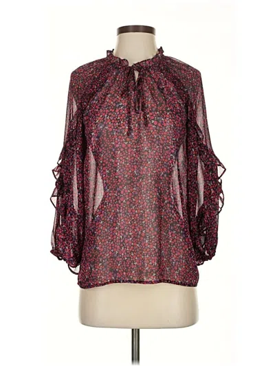 Pre-owned Cece 3/4 Sleeve Blouse In Burgundy