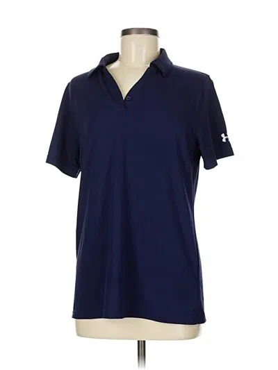 Pre-owned Under Armour Short Sleeve Top Blue Collared Neckline Tops