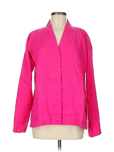 Pre-owned Flax Long Sleeve Blouse In Pink