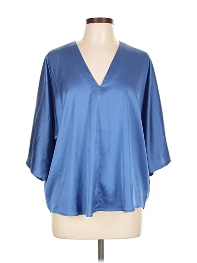 Pre-owned Banana Republic Factory Store Short Sleeve Blouse In Blue